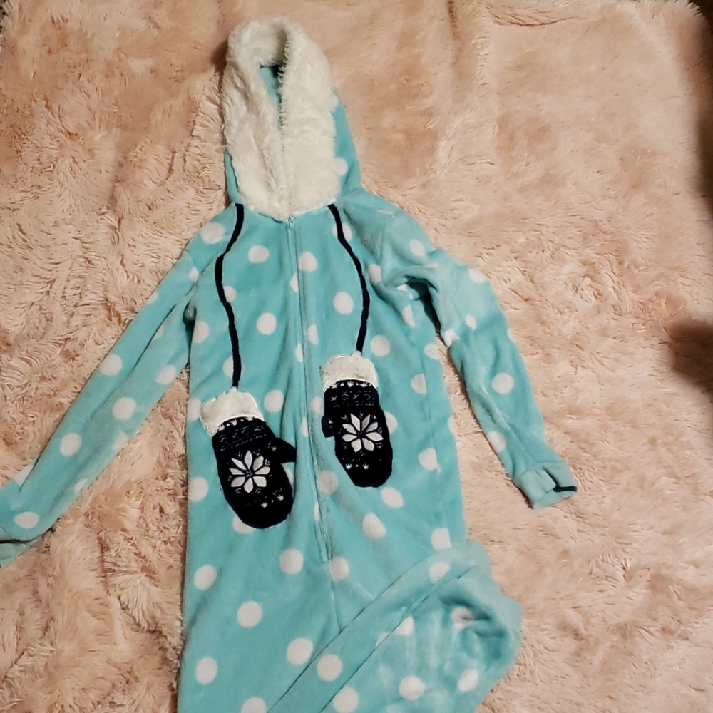 Teal fuzzy onesie